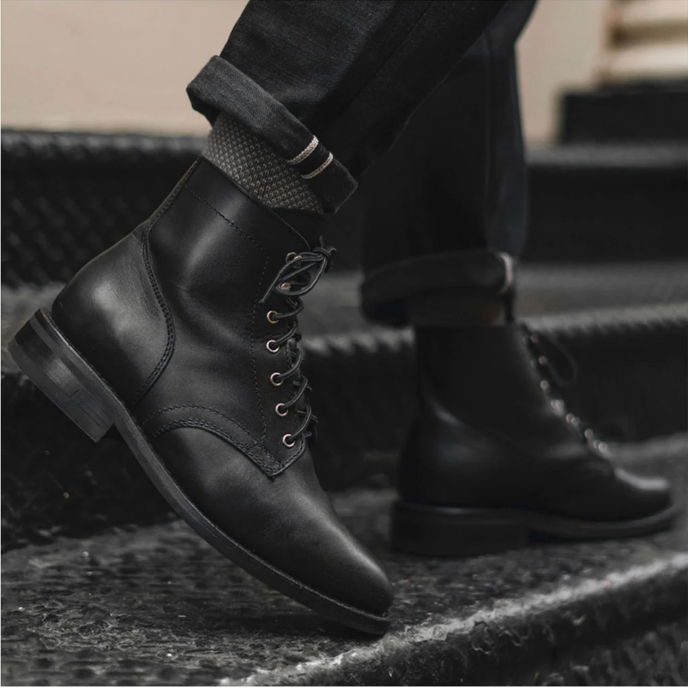 Thursday Everyday Men’s President Black Matte Lace Up Leather Boots 9.5